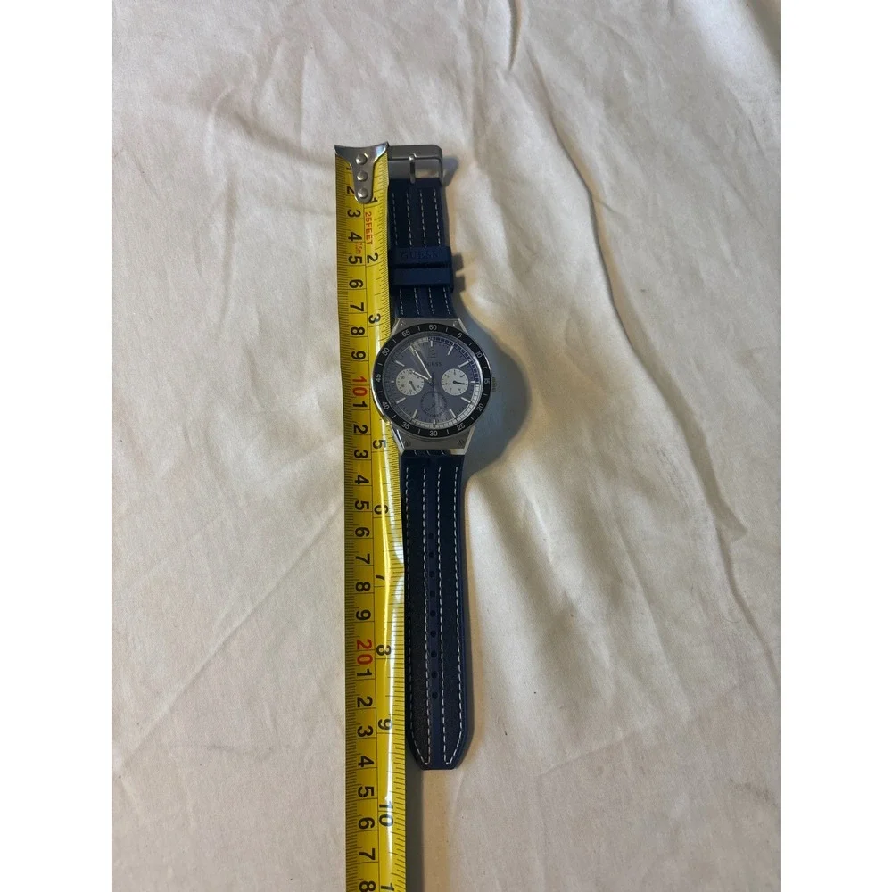 Guess Watch Mens OS Blue Excellent‎ Stainless Steel Multi-Function Sport Strap
